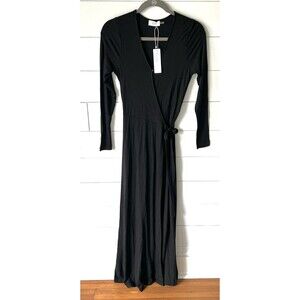 NWT Buttery Soft Black Wrap Maxi Dress Swimsuit Coverup, Beachy, classic coastal